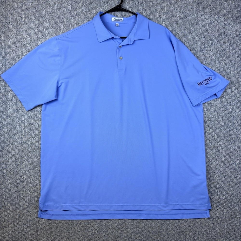 Peter Millar Summer Comfort Blue Polo Shirt Belvedere Vodka Logo Men's XXL